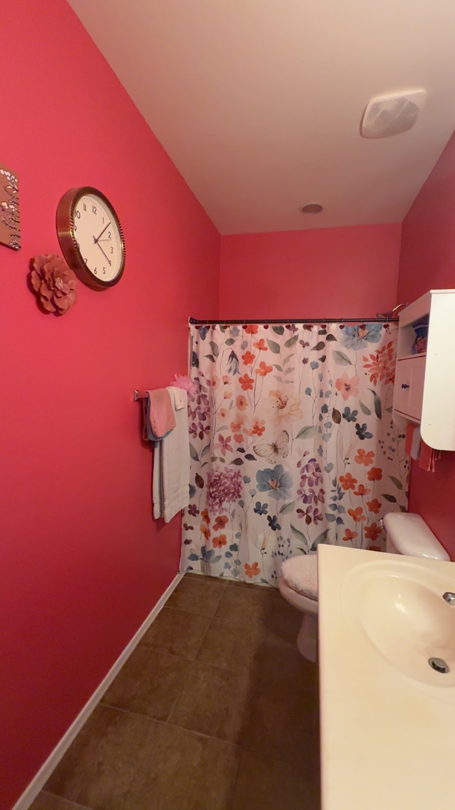 Bathroom with bold red paint